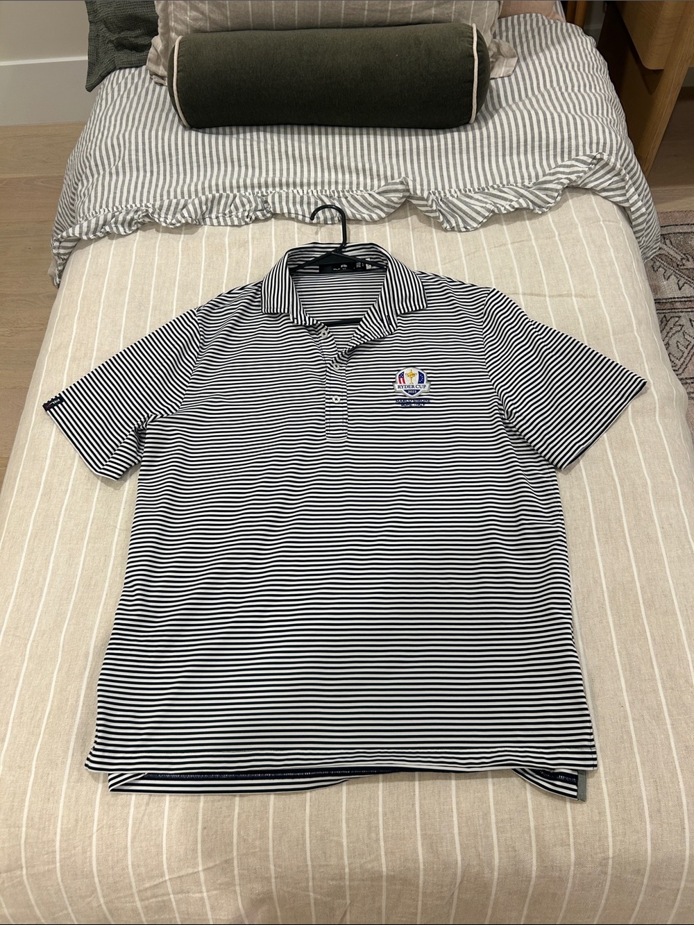 RLX Ralph Lauren Navy and White Striped Polo Ryder Cup